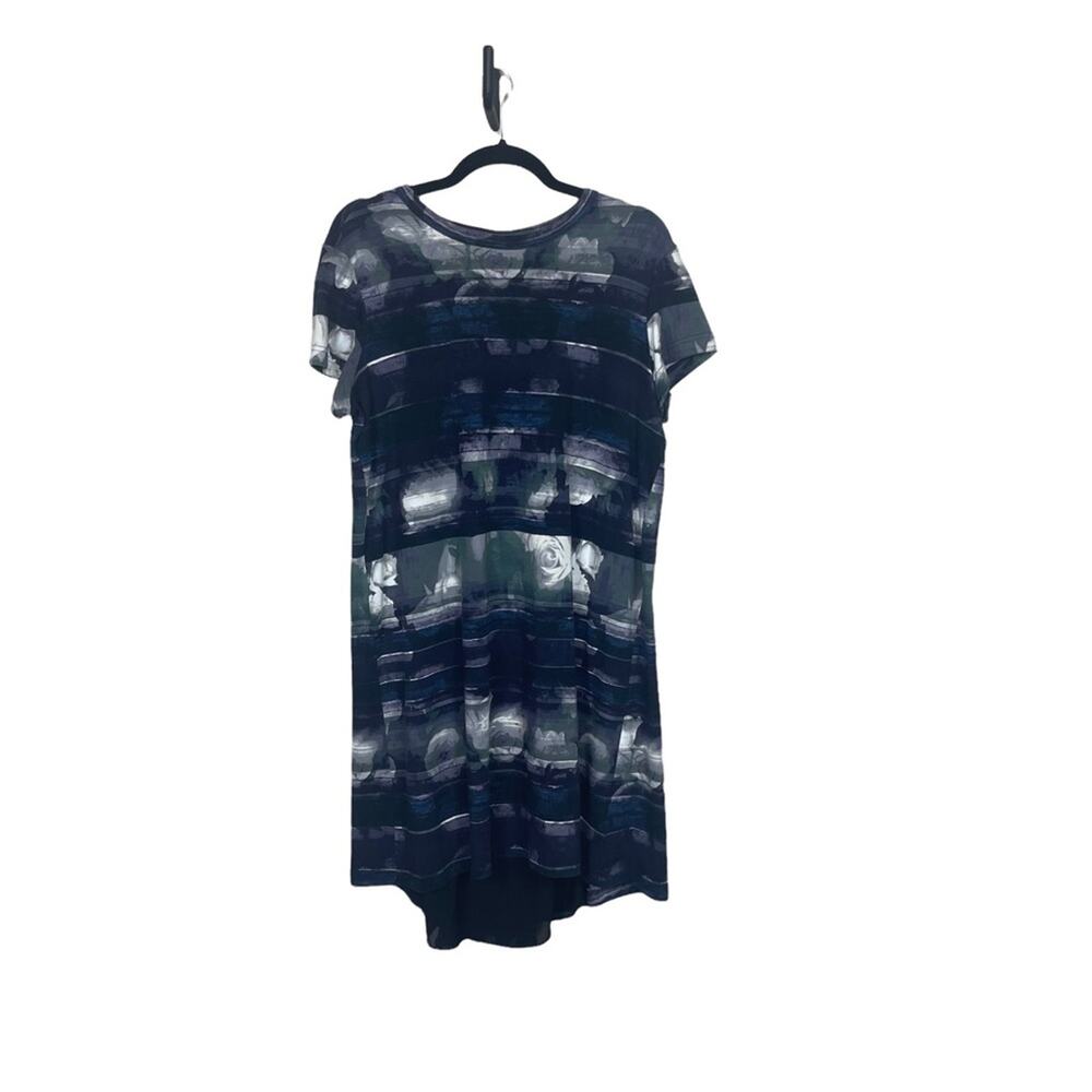 Simply Vera Wang Short Sleeve Crew Neck Knit Dress Back Pleat Print Size L